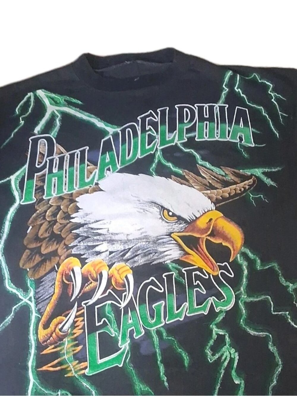 Vintage 1993 Philadelphia Eagles Lightning American Thunder Custom Tee Large